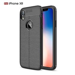 Luxury Auto Focus Litchi Texture Silicone TPU Back Cover for iPhone Xr (6.1 inch) - Black