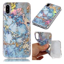 Color Plating Marble Pattern Soft TPU Case for iPhone Xr (6.1 inch) - Gold