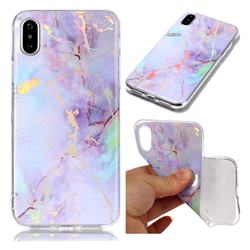 Color Plating Marble Pattern Soft TPU Case for iPhone Xr (6.1 inch) - Purple