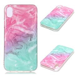 Pink Green Soft TPU Marble Pattern Case for iPhone Xr (6.1 inch)