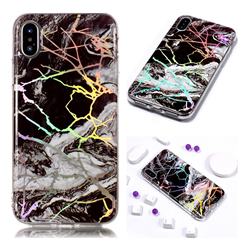 White Black Marble Pattern Bright Color Laser Soft TPU Case for iPhone Xr (6.1 inch)