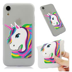 Rainbow Unicorn Soft 3D Silicone Case for iPhone Xr (6.1 inch) - Translucent White