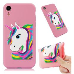 Rainbow Unicorn Soft 3D Silicone Case for iPhone Xr (6.1 inch) - Pink