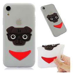 Glasses Dog Soft 3D Silicone Case for iPhone Xr (6.1 inch) - Translucent White