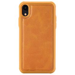Luxury Shatter-resistant Leather Coated Phone Back Cover for iPhone Xr (6.1 inch) - Brown