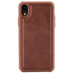 Luxury Shatter-resistant Leather Coated Phone Back Cover for iPhone Xr (6.1 inch) - Coffee