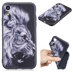 Lion 3D Embossed Relief Black TPU Cell Phone Back Cover for iPhone Xr (6.1 inch)