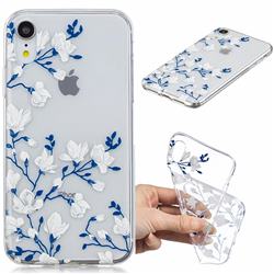 Magnolia Flower Clear Varnish Soft Phone Back Cover for iPhone Xr (6.1 inch)