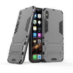 Armor Premium Tactical Grip Kickstand Shockproof Dual Layer Rugged Hard Cover for iPhone Xr (6.1 inch) - Gray