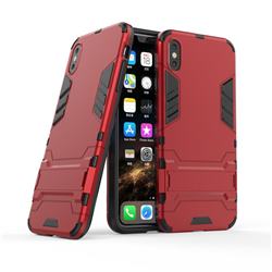 Armor Premium Tactical Grip Kickstand Shockproof Dual Layer Rugged Hard Cover for iPhone Xr (6.1 inch) - Wine Red