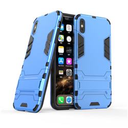 Armor Premium Tactical Grip Kickstand Shockproof Dual Layer Rugged Hard Cover for iPhone Xr (6.1 inch) - Light Blue