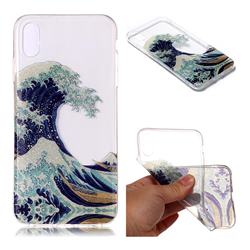 Sea Waves Super Clear Flash Powder Shiny Soft TPU Back Cover for iPhone Xr (6.1 inch)