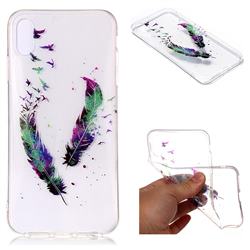 Colored Feathers Super Clear Flash Powder Shiny Soft TPU Back Cover for iPhone Xr (6.1 inch)