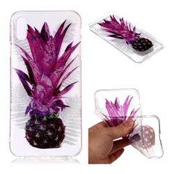 Purple Pineapple Super Clear Flash Powder Shiny Soft TPU Back Cover for iPhone Xr (6.1 inch)