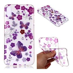 Safflower Butterfly Super Clear Flash Powder Shiny Soft TPU Back Cover for iPhone Xr (6.1 inch)