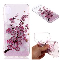 Branches Plum Blossom Super Clear Flash Powder Shiny Soft TPU Back Cover for iPhone Xr (6.1 inch)