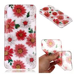 Red Daisy Super Clear Flash Powder Shiny Soft TPU Back Cover for iPhone Xr (6.1 inch)