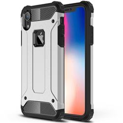 King Kong Armor Premium Shockproof Dual Layer Rugged Hard Cover for iPhone Xr (6.1 inch) - Technology Silver