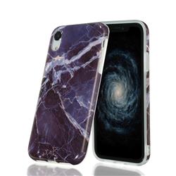 Gray Stone Marble Clear Bumper Glossy Rubber Silicone Phone Case for iPhone Xr (6.1 inch)