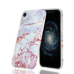 White Stone Marble Clear Bumper Glossy Rubber Silicone Phone Case for iPhone Xr (6.1 inch)