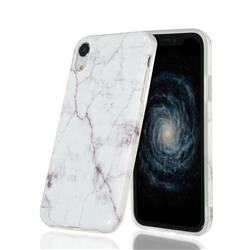 White Smooth Marble Clear Bumper Glossy Rubber Silicone Phone Case for iPhone Xr (6.1 inch)