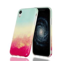 Sunset Glow Marble Clear Bumper Glossy Rubber Silicone Phone Case for iPhone Xr (6.1 inch)