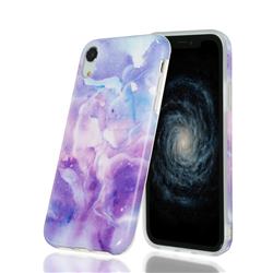 Dream Purple Marble Clear Bumper Glossy Rubber Silicone Phone Case for iPhone Xr (6.1 inch)