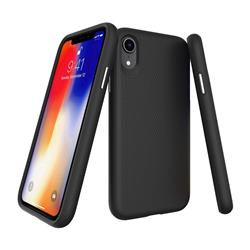 Triangle Texture Shockproof Hybrid Rugged Armor Defender Phone Case for iPhone Xr (6.1 inch) - Black