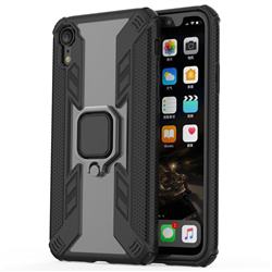 Predator Armor Metal Ring Grip Shockproof Dual Layer Rugged Hard Cover for iPhone Xr (6.1 inch) - Black