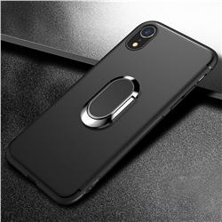 Anti-fall Invisible 360 Rotating Ring Grip Holder Kickstand Phone Cover for iPhone Xr (6.1 inch) - Black