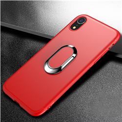 Anti-fall Invisible 360 Rotating Ring Grip Holder Kickstand Phone Cover for iPhone Xr (6.1 inch) - Red