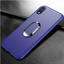 Anti-fall Invisible 360 Rotating Ring Grip Holder Kickstand Phone Cover for iPhone Xr (6.1 inch) - Blue