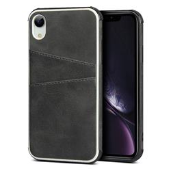 Simple Calf Card Slots Mobile Phone Back Cover for iPhone Xr (6.1 inch) - Black