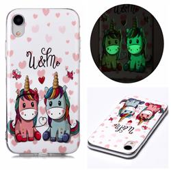 Couple Unicorn Noctilucent Soft TPU Back Cover for iPhone Xr (6.1 inch)