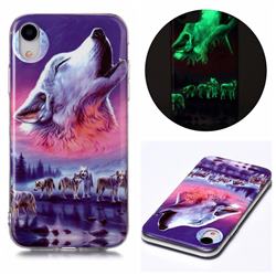 Wolf Howling Noctilucent Soft TPU Back Cover for iPhone Xr (6.1 inch)