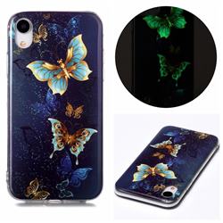 Golden Butterflies Noctilucent Soft TPU Back Cover for iPhone Xr (6.1 inch)