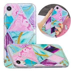 Triangular Marble Painted Galvanized Electroplating Soft Phone Case Cover for iPhone Xr (6.1 inch)