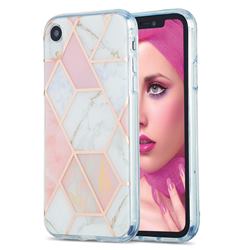 Pink White Marble Pattern Galvanized Electroplating Protective Case Cover for iPhone Xr (6.1 inch)