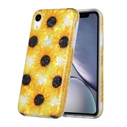 Yellow Sunflowers Shell Pattern Glossy Rubber Silicone Protective Case Cover for iPhone Xr (6.1 inch)