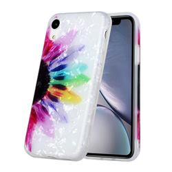 Colored Sunflower Shell Pattern Glossy Rubber Silicone Protective Case Cover for iPhone Xr (6.1 inch)