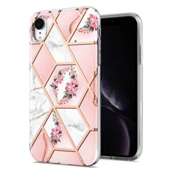 Pink Flower Marble Electroplating Protective Case Cover for iPhone Xr (6.1 inch)