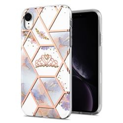 Crown Purple Flower Marble Electroplating Protective Case Cover for iPhone Xr (6.1 inch)