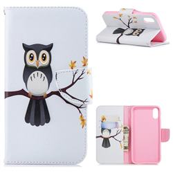 Owl on Tree Leather Wallet Case for iPhone Xr (6.1 inch)