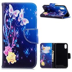 Yellow Flower Butterfly Leather Wallet Case for iPhone Xr (6.1 inch)