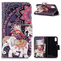 Totem Flower Elephant Leather Wallet Case for iPhone Xr (6.1 inch)