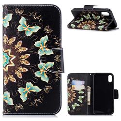 Circle Butterflies Leather Wallet Case for iPhone Xr (6.1 inch)