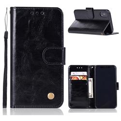 Luxury Retro Leather Wallet Case for iPhone Xr (6.1 inch) - Black