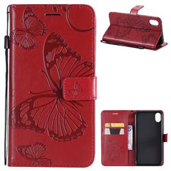 Embossing 3D Butterfly Leather Wallet Case for iPhone Xr (6.1 inch) - Red