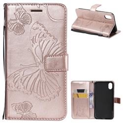 Embossing 3D Butterfly Leather Wallet Case for iPhone Xr (6.1 inch) - Rose Gold