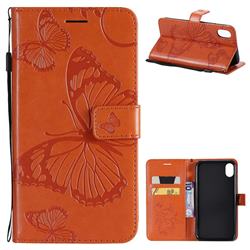 Embossing 3D Butterfly Leather Wallet Case for iPhone Xr (6.1 inch) - Orange